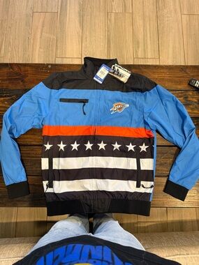 OKC Thunder Men’s Blue Zip up Windbreaker style Jacket